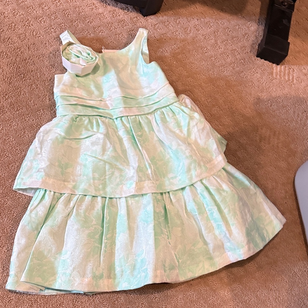 Janie and Jack Mint Green Floral Formal Dress